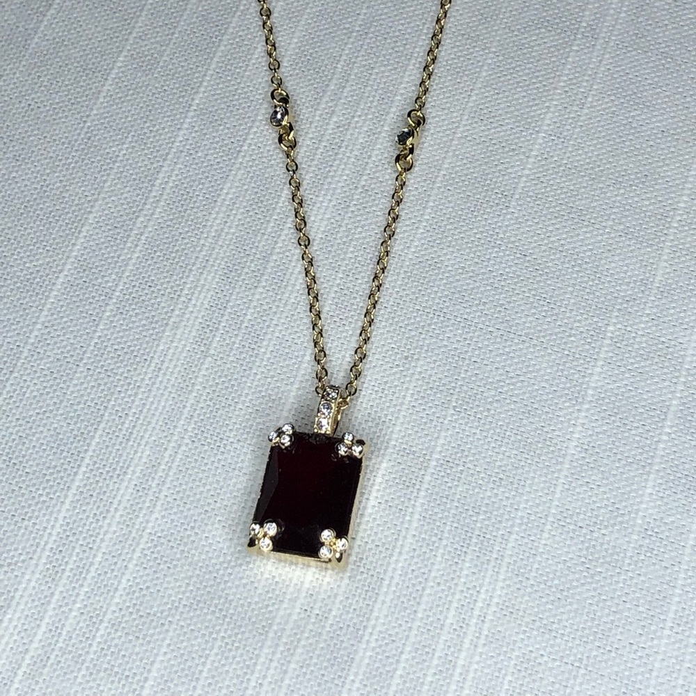 Carolee Gold-Tone Ruby Drop Pendant Necklace
